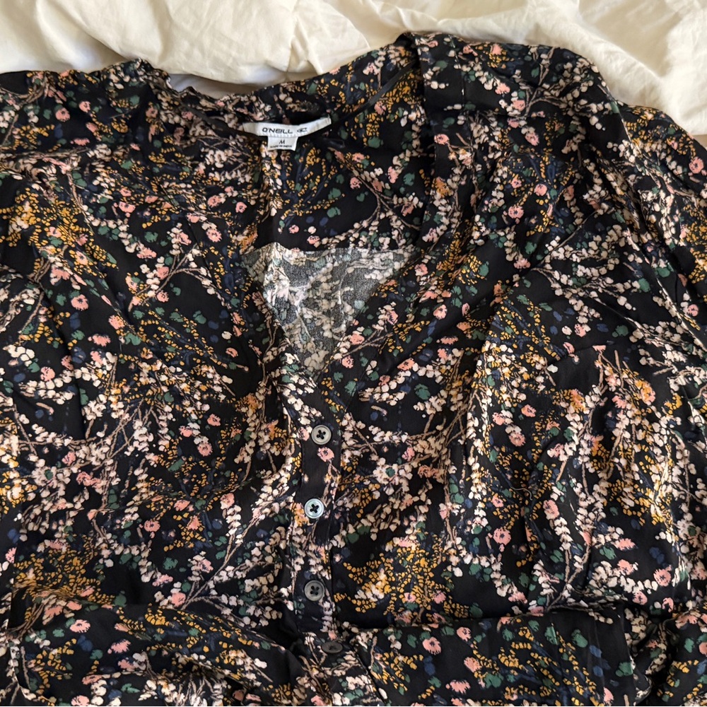 O'Neill Floral Midi Dress - Black and Pink